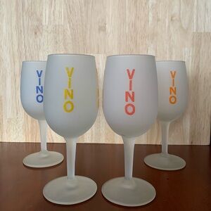 Vintage MCM Morgan Frosted Vino Wine Glass Textured Graphics 8 Oz
